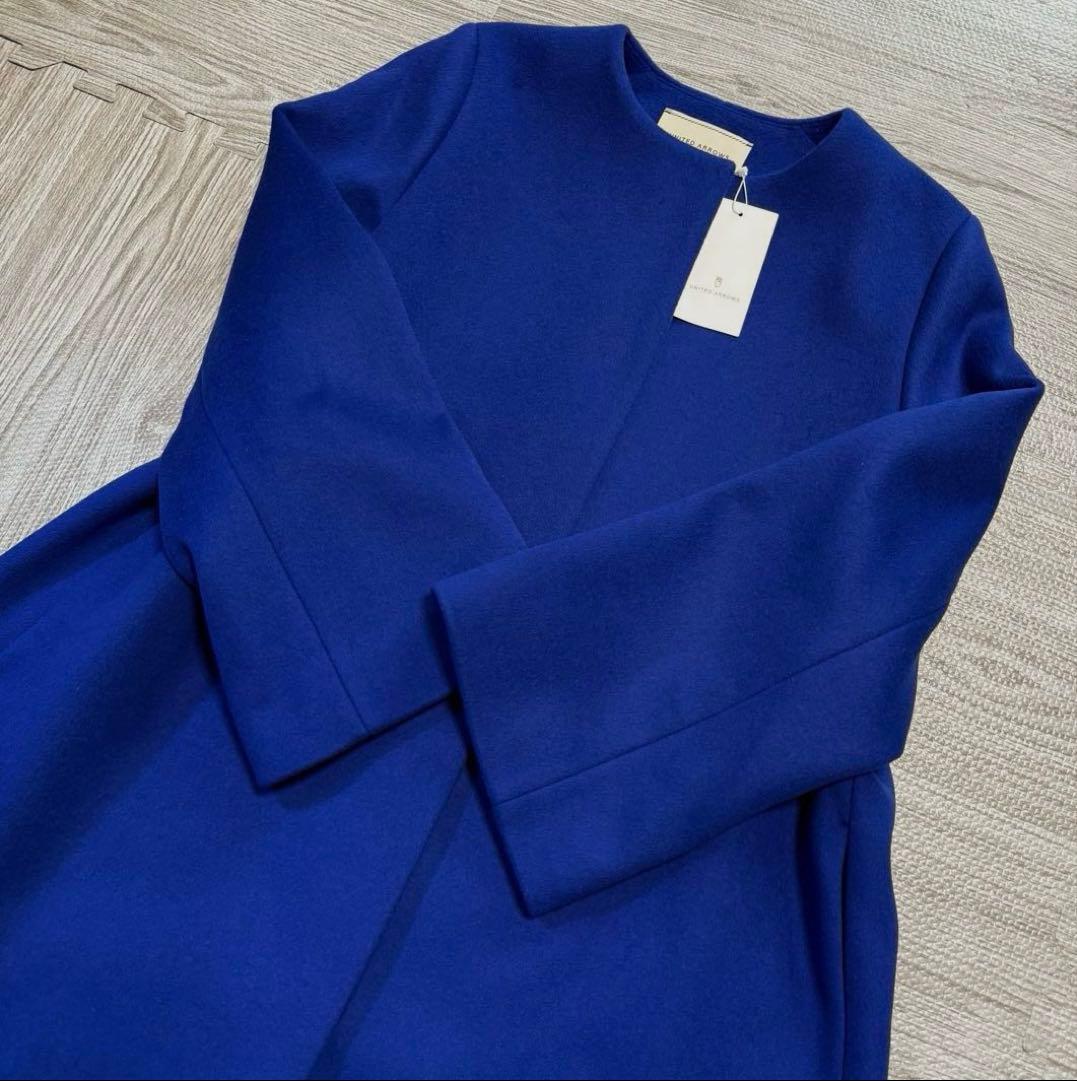 定価5万 ユナイテッドアローズ 38 ロイヤルブルー ノーカラーミドル丈コート