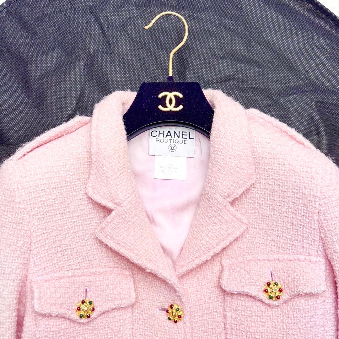 CHANEL 1996年 ヴィンテージ ツイードジャケット グリポアボタン