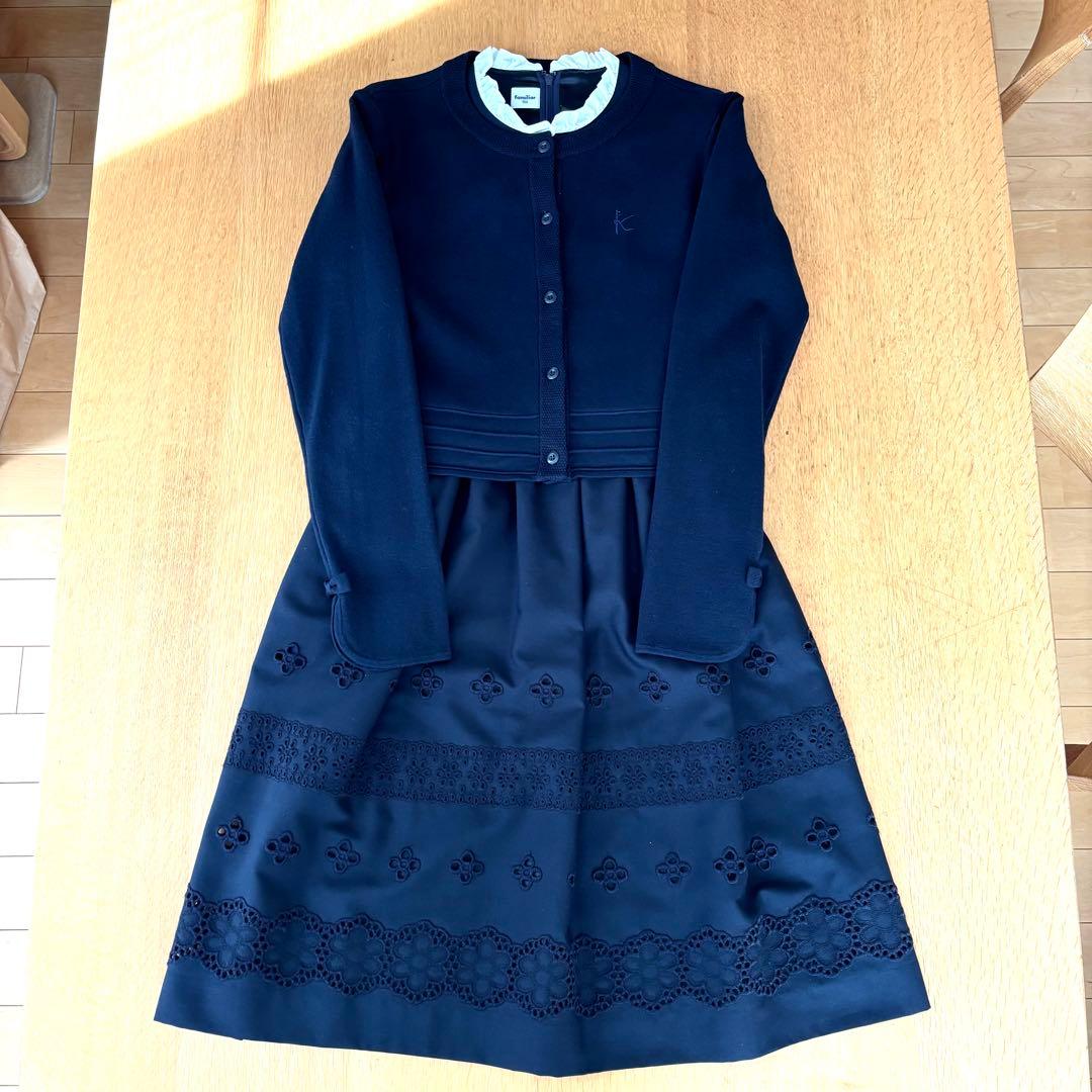 ファミリア　ワンピース　　組曲　ニットジャケット　フォーマル2点セット