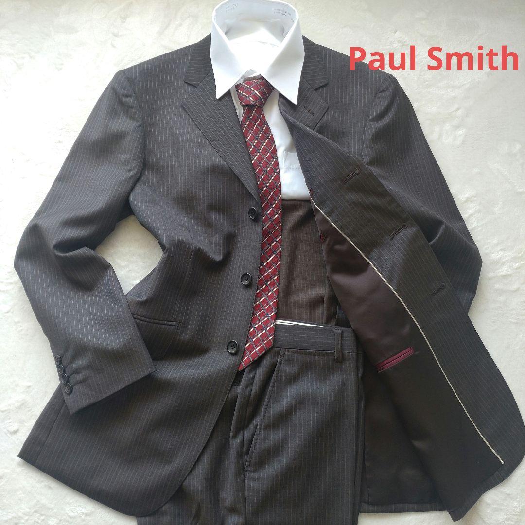 ポールスミスセットアップス―ツゼニアシルク混ブラウンストライプサイズL