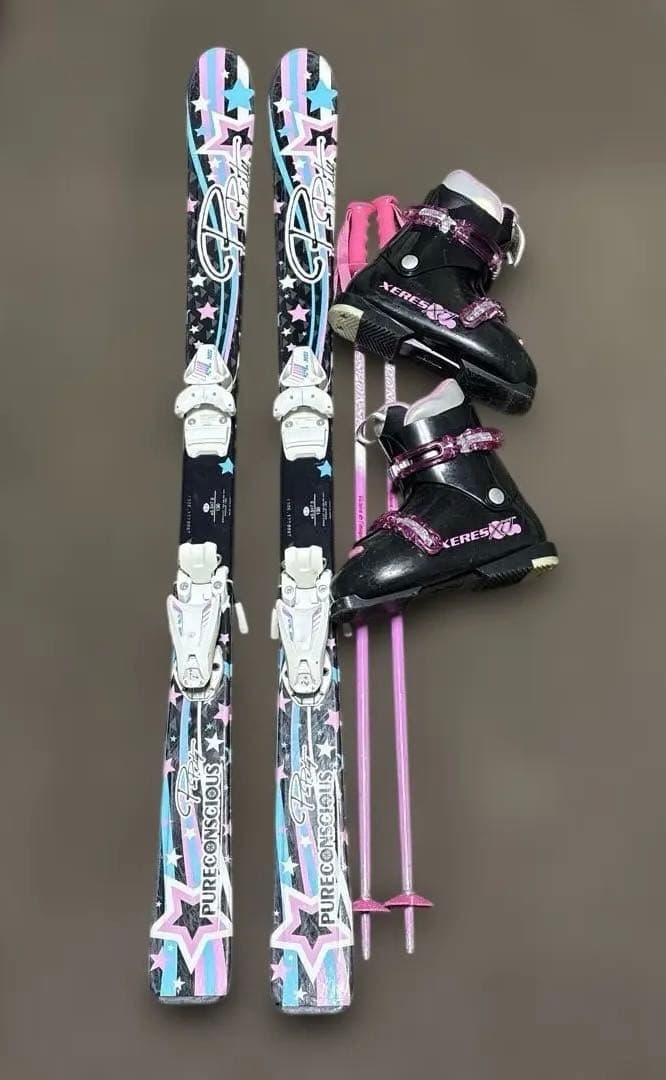スキーセット ピンク ブラック130センチ　ブーツ24センチ