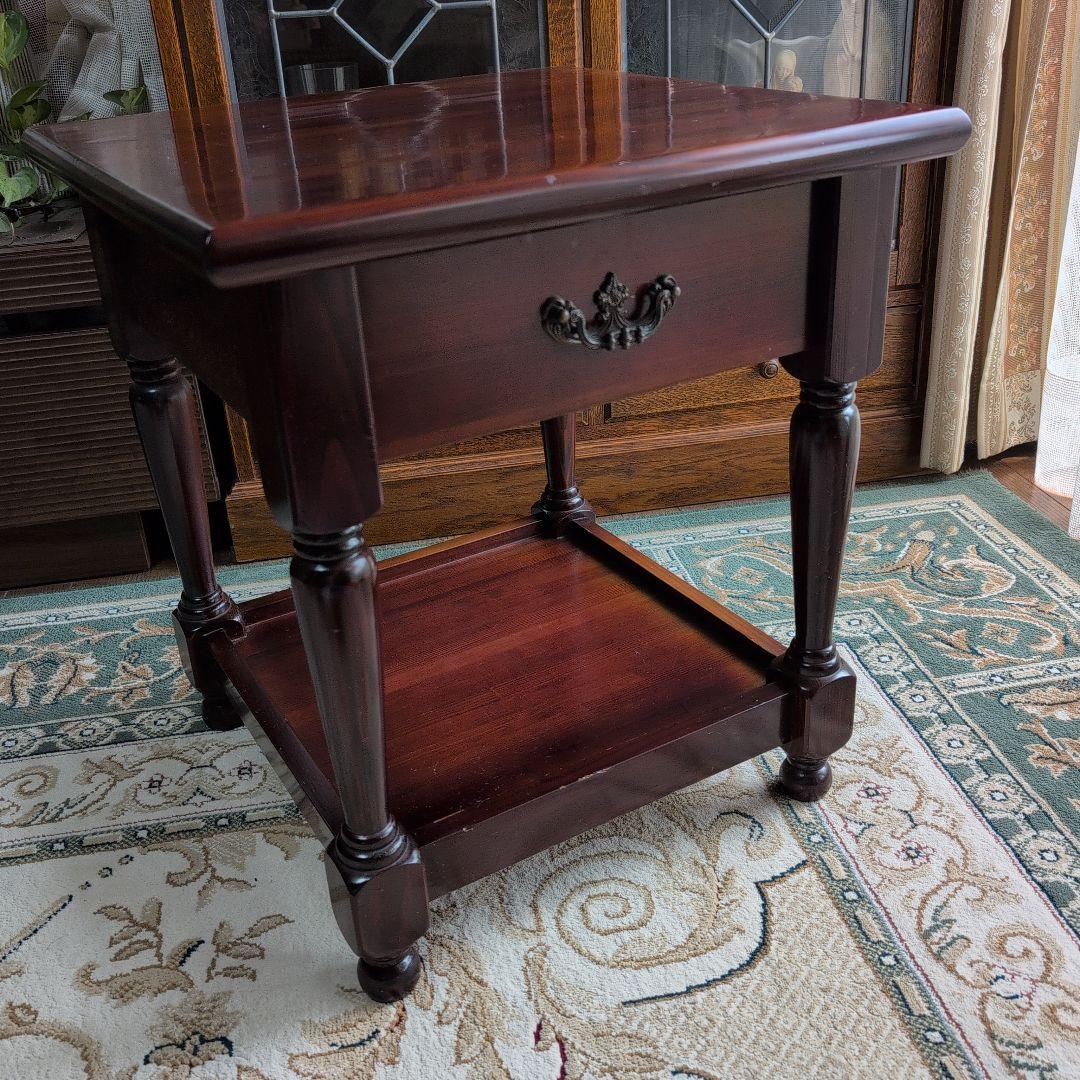 クラシックスタイル ダークブラウン サイドテーブル