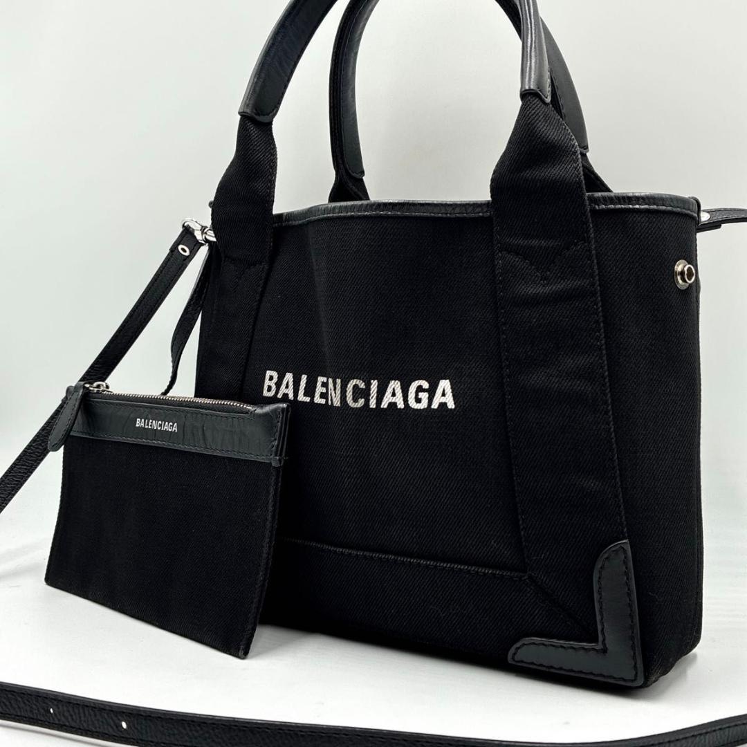 みづまる　バレンシアガ ネイビーカバス XS キャンバス レザー 2way