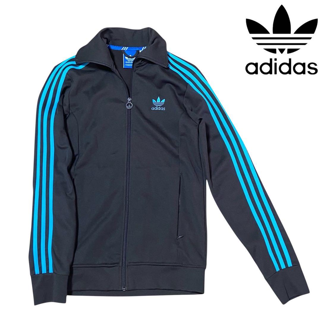 【希少】アディダス トラックジャケット 茶色×水色 ヨーロッパTT M サイズ