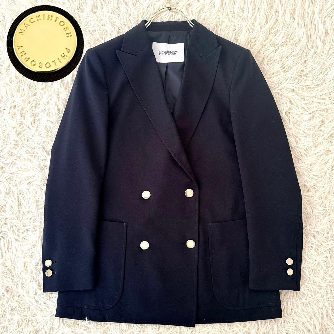 極美品✨現行 マッキントッシュフィロソフィー 紺ブレ ダブル 金ボタン ロゴ刻印