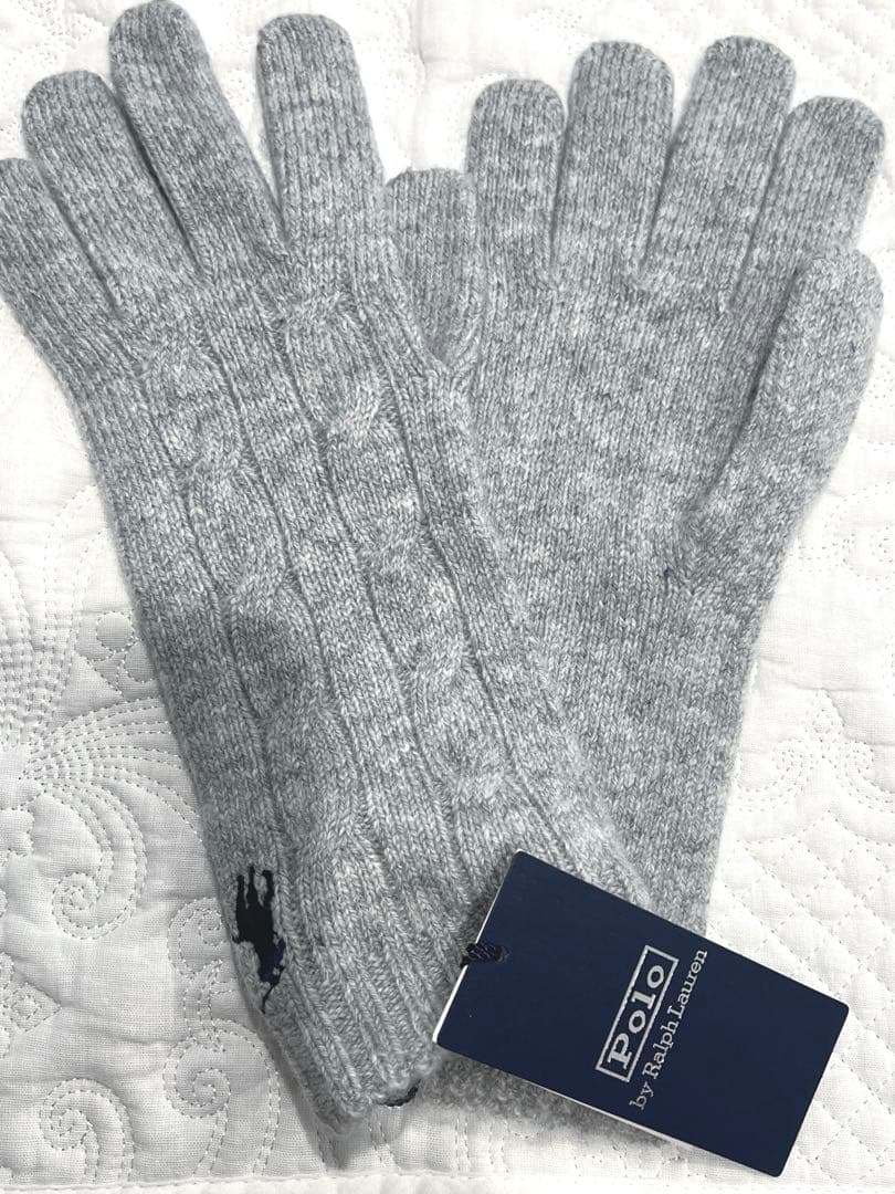 ラルフローレン ウールカシミヤ 手袋 グレー