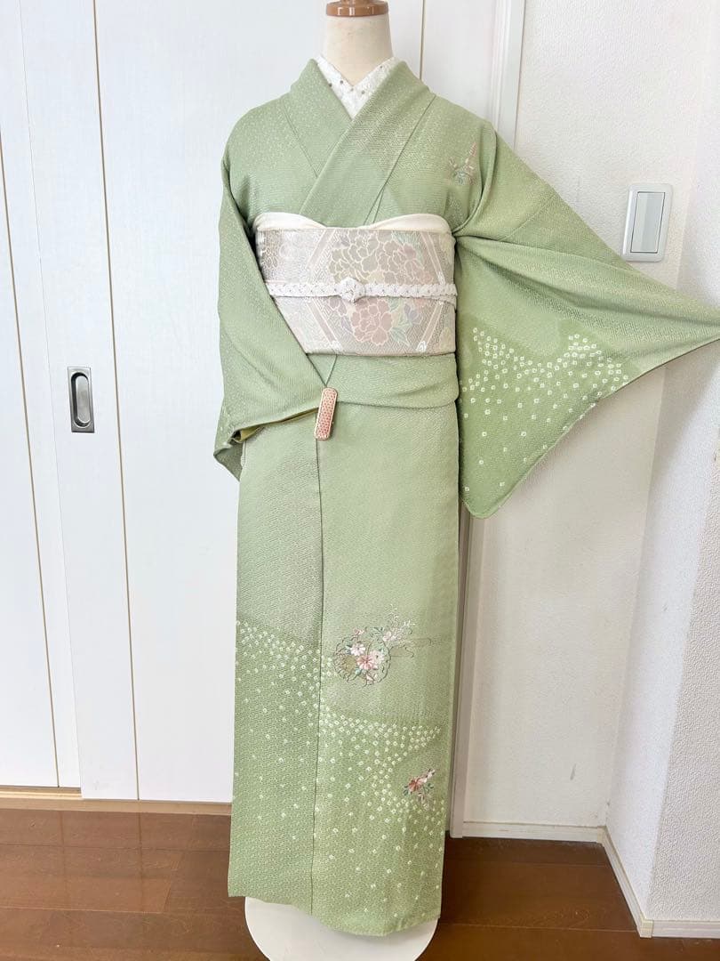 美品　一部しつけ糸付き　正絹訪問着　フルセット4点　卒業式　入学式　七五三