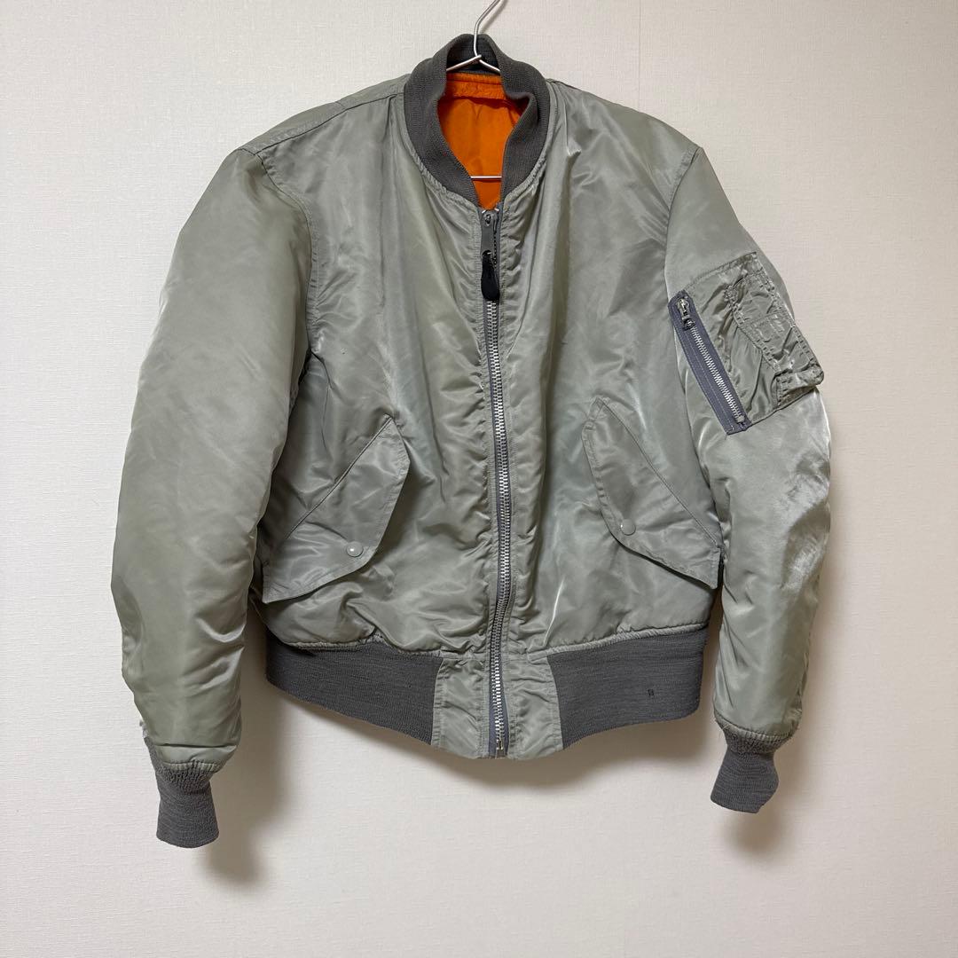 90s USA製Schott ショット MA-1 フライトジャケット Sグレー