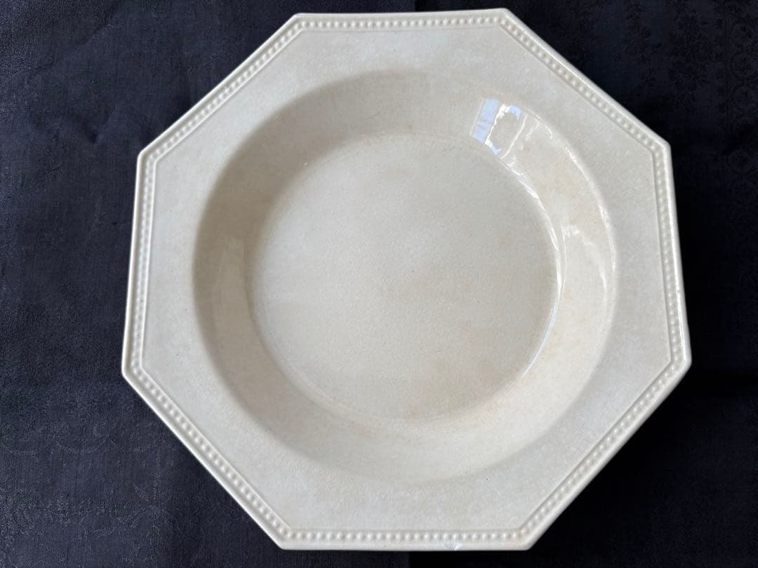 フランスアンティーククレイユモントロー　オクトゴナル　深皿