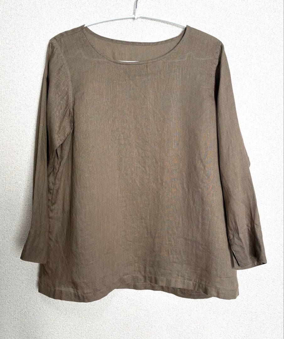 wafu トップス　快適なトップス　榛色　リネン