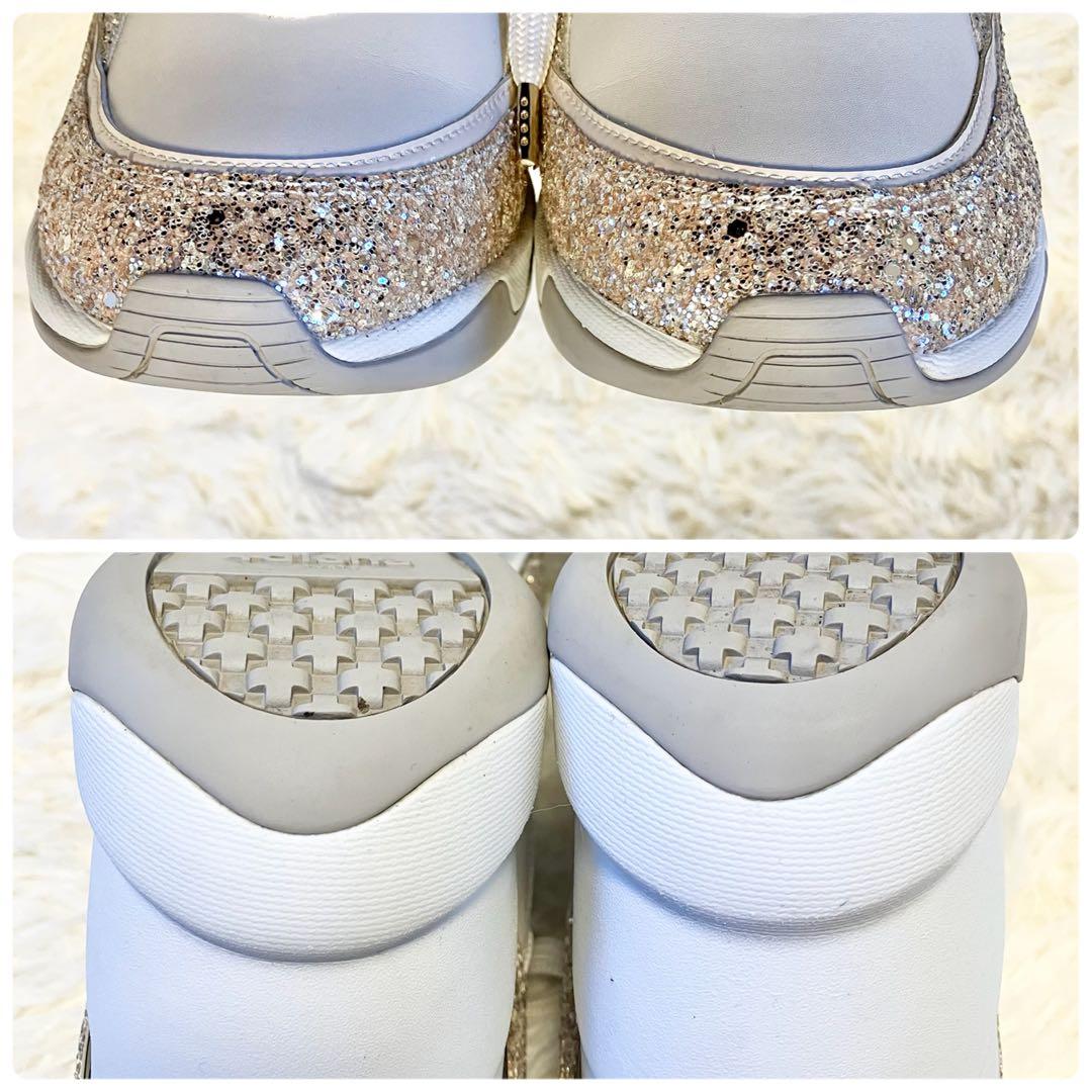 【ほぼ未使用】プラスダイアナ 美脚ヒールアップスニーカー グリッター 25