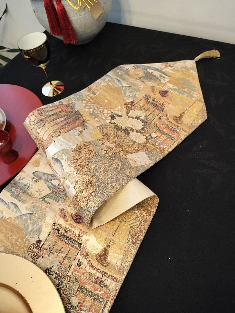 ルブの森★A739高級‼️ひな祭り‼️袋帯テーブルランナー2m15cm