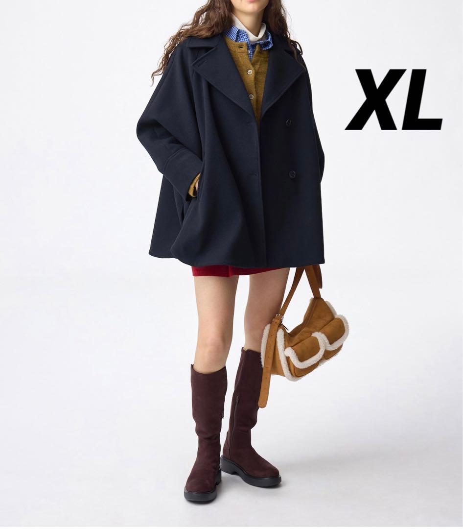 新品　GU コージーメルトンケープコート　XL