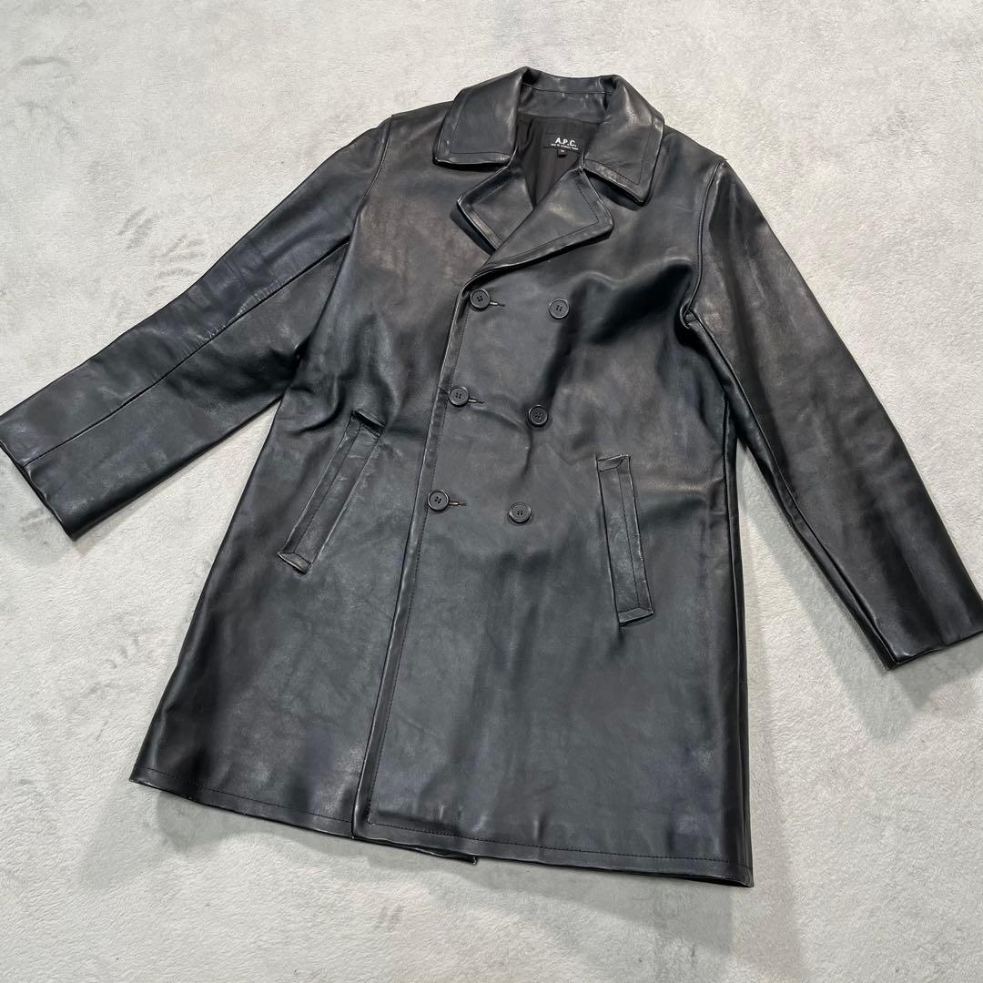 A.P.C アーペーセー 牛革 レザー Pコート ブラック　M