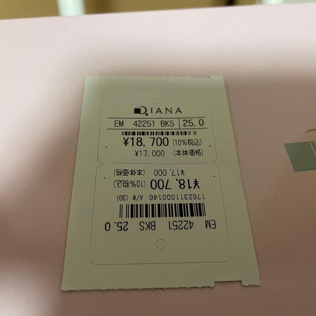 【新品未使用】ダイアナ　ビジューバックル付　フラットシューズ　ブラック　25cm