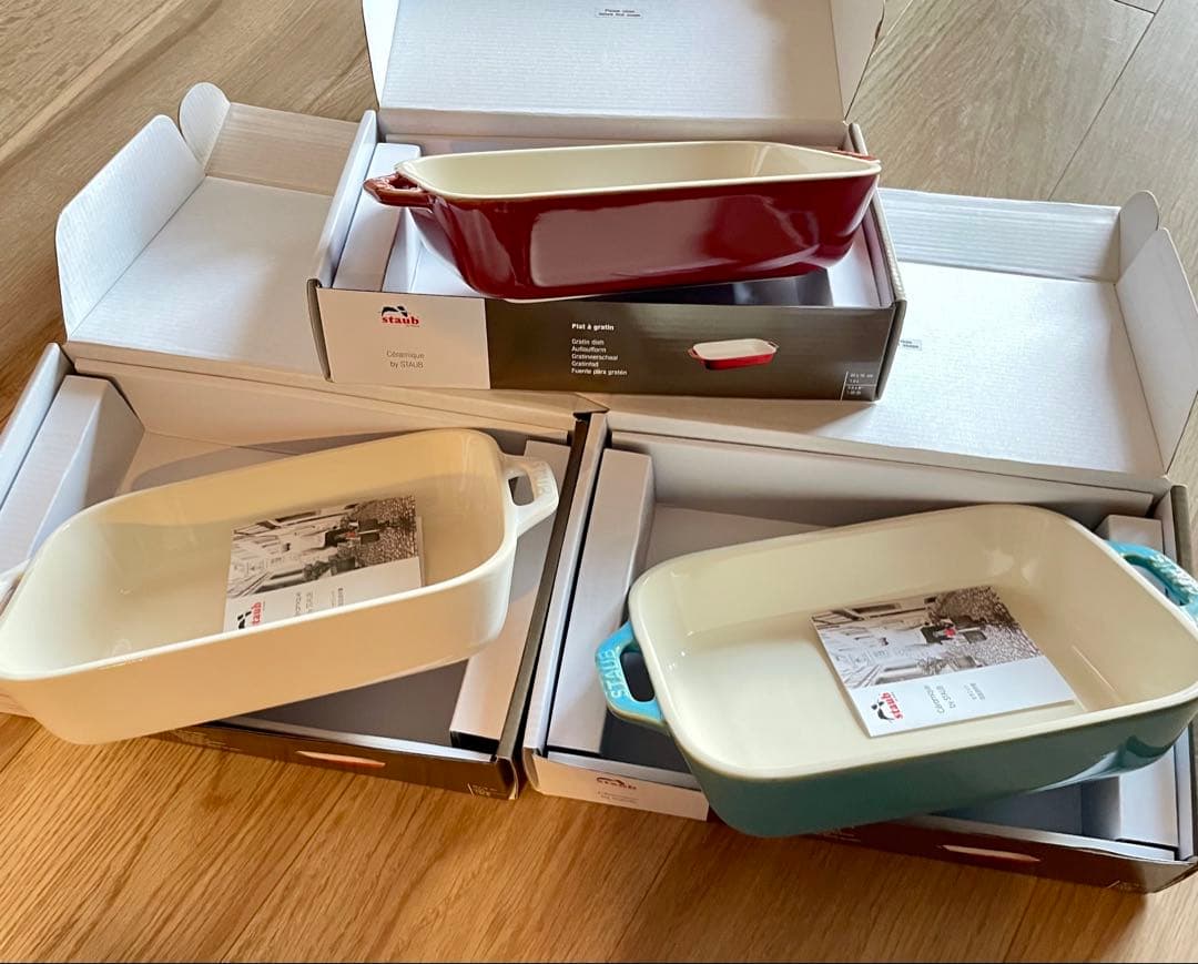 ストウブ レクタンギュラー ディッシュ 20x16cm 3点セット