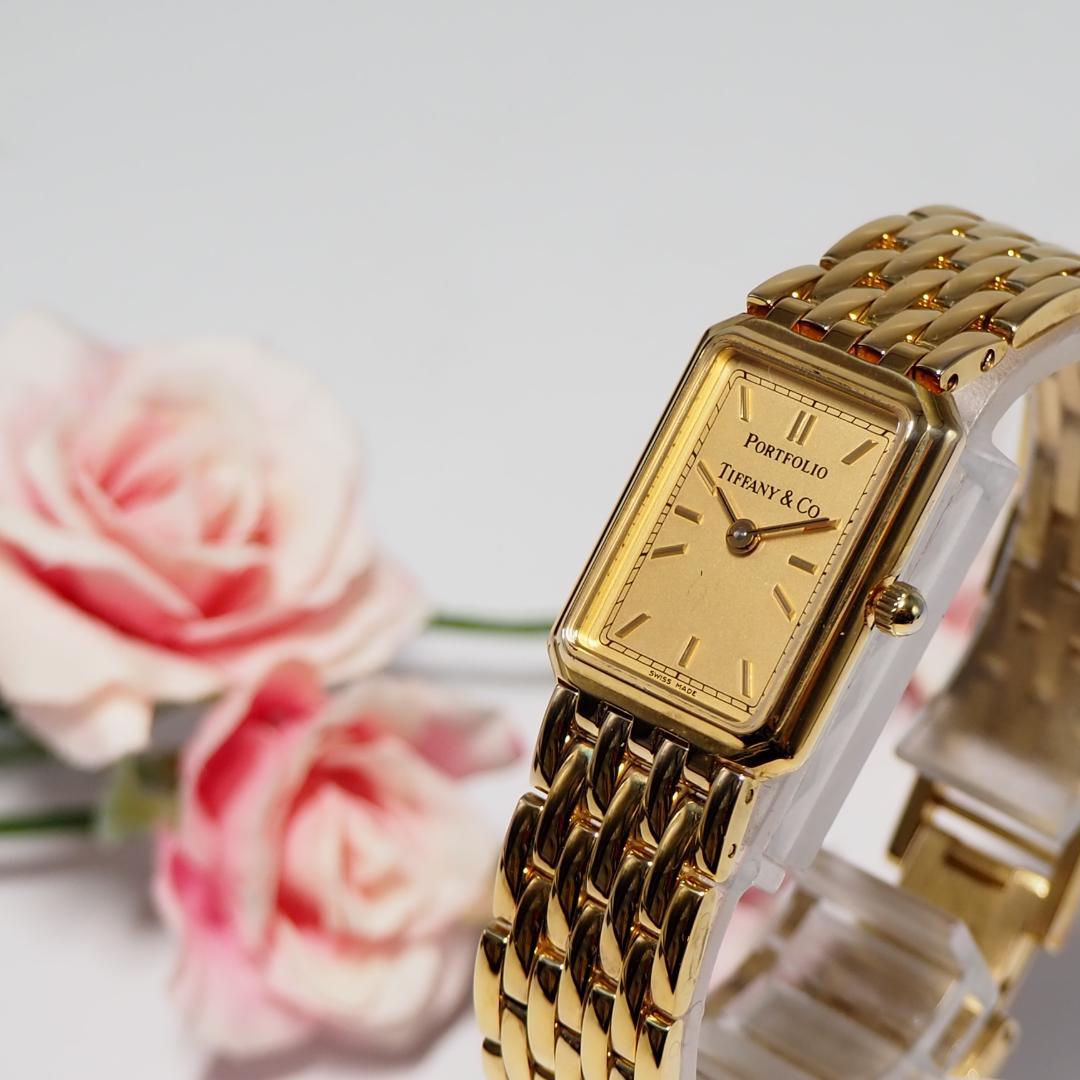美品 ティファニー TIFFANY ポートフォリオ レディース 腕時計 H505