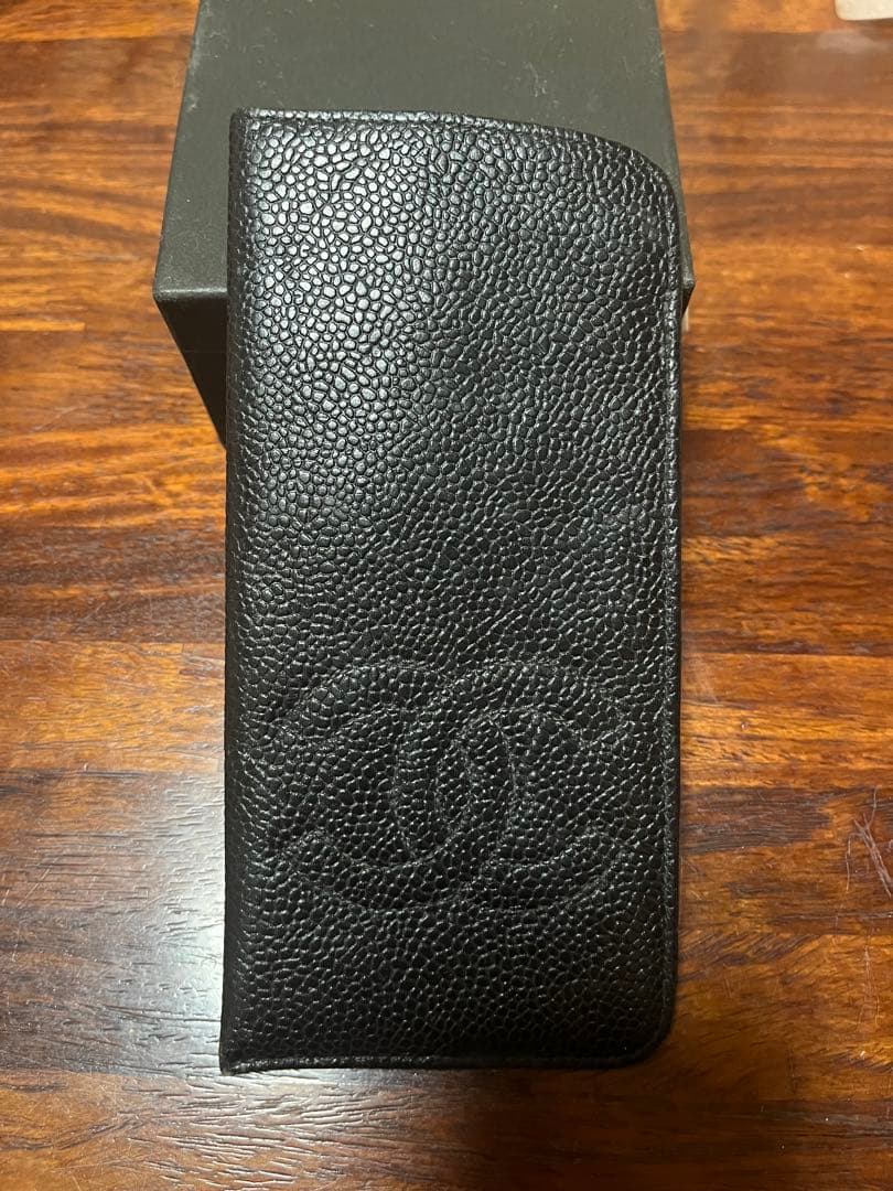 シャネル　CHANEL メガネケース　キャビアスキン　ブラック