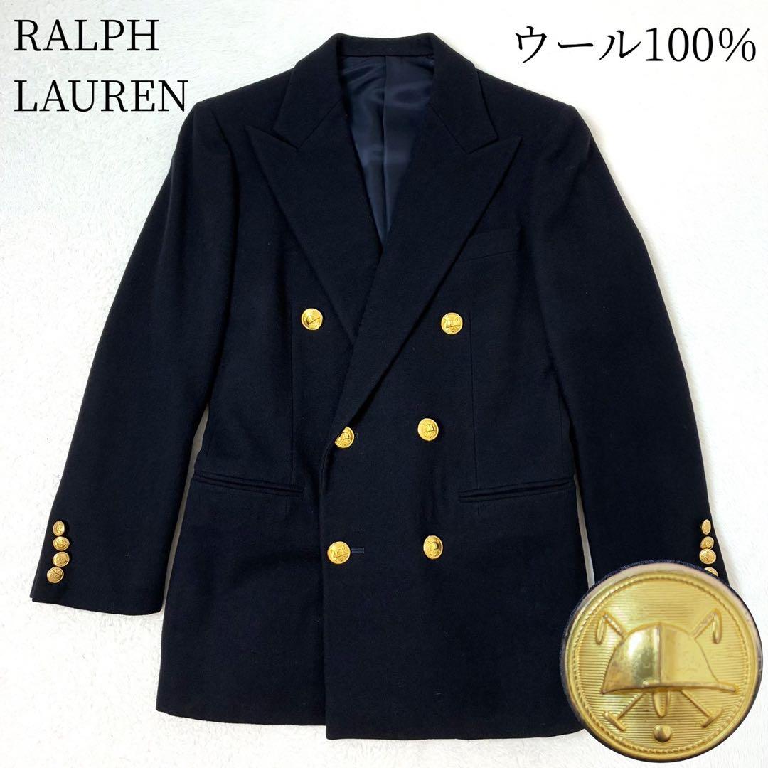 ラルフローレン　紺ブレ　金ボタン　ダブル　7号　Sサイズ相当　ネイビー　ブレザー