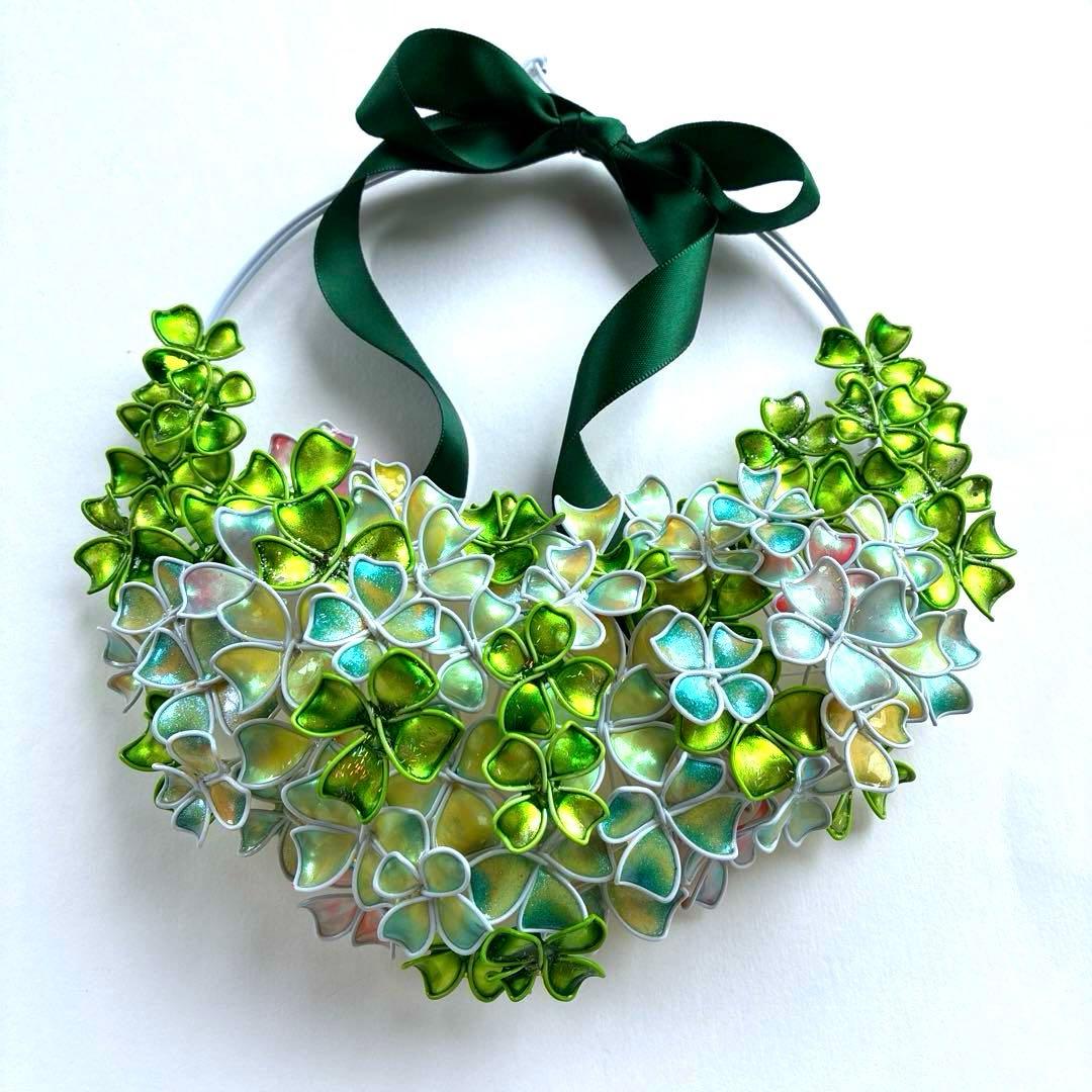 一点物　グリーンアナベルハーフリース　ワイヤークラフト　ディップアート