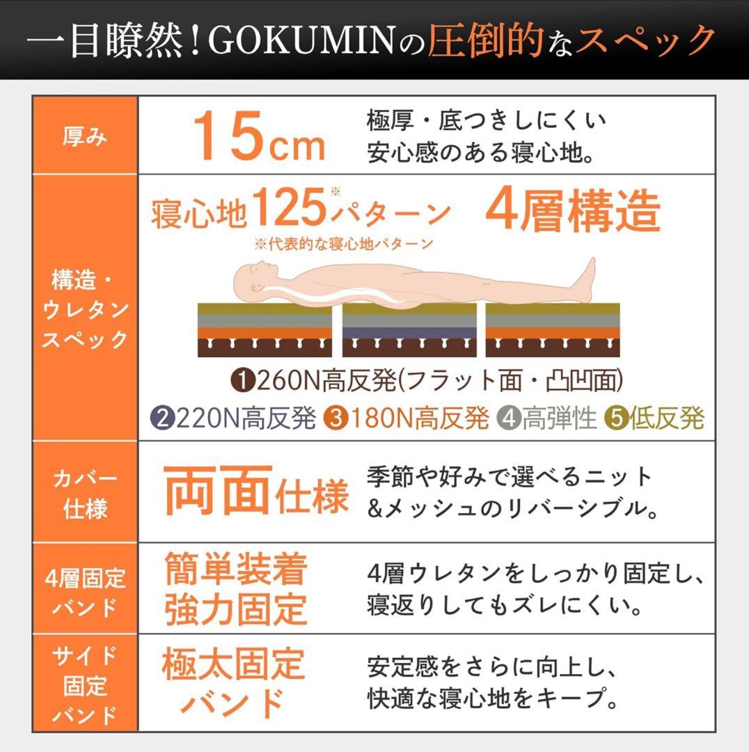 【新品】GOKUMIN マットレス 4層入れ替え アルティメイトマットレス SD
