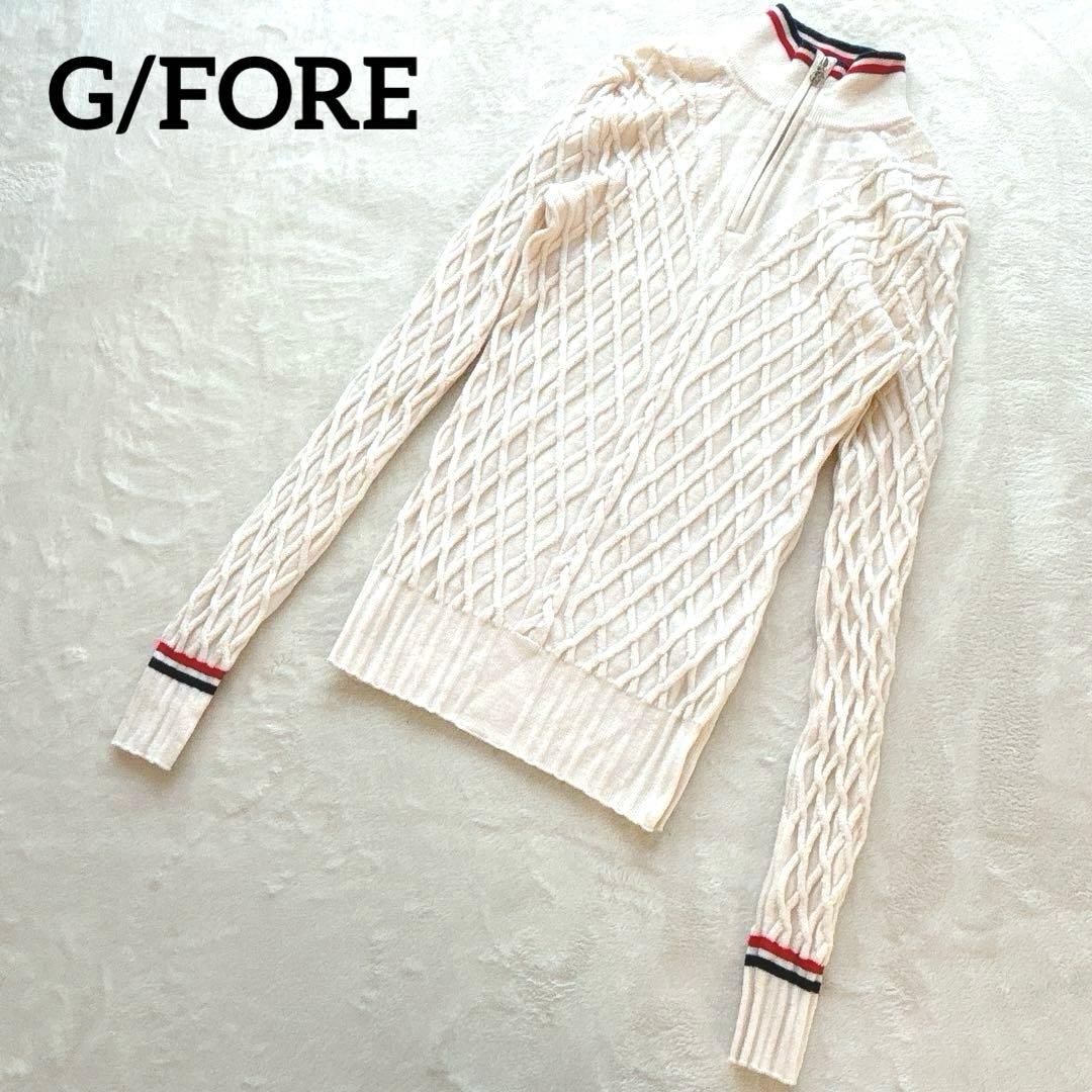 極美品✨G/FORE ジーフォア✨ハーフジップ ケーブルニット ウール100%