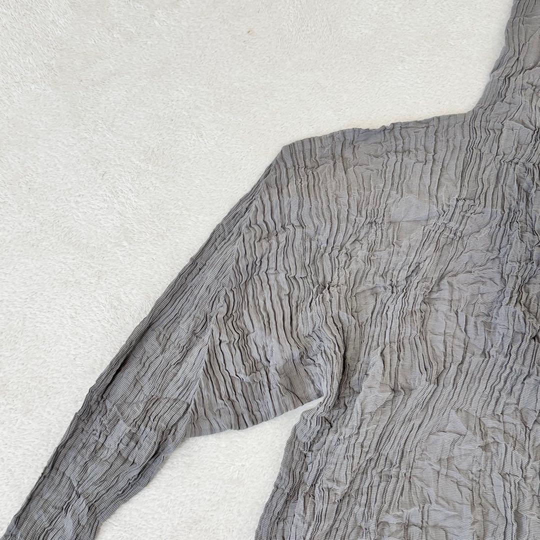 極美品✨ISSEY MIYAKE プリーツ　シルク　グレー　長袖　大きめサイズ