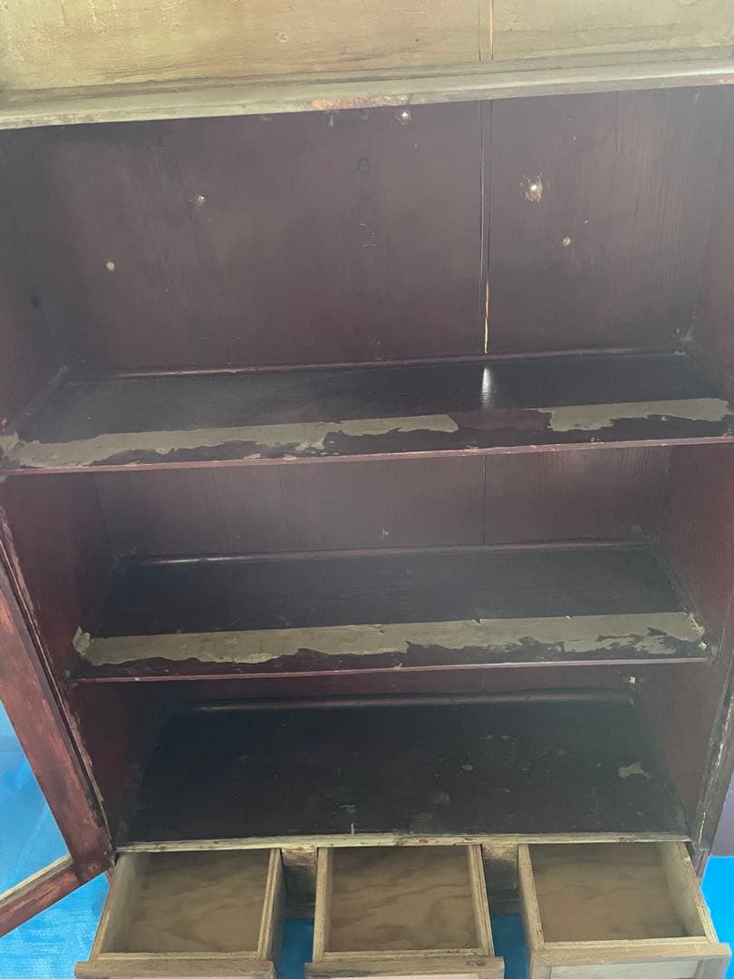 【レトロ】木製ガラス扉キャビネット