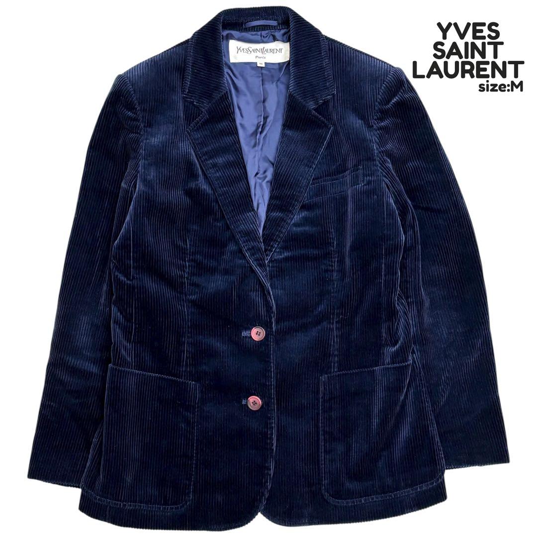 イヴ・サンローラン コーデュロイジャケット テーラードジャケット M ネイビー