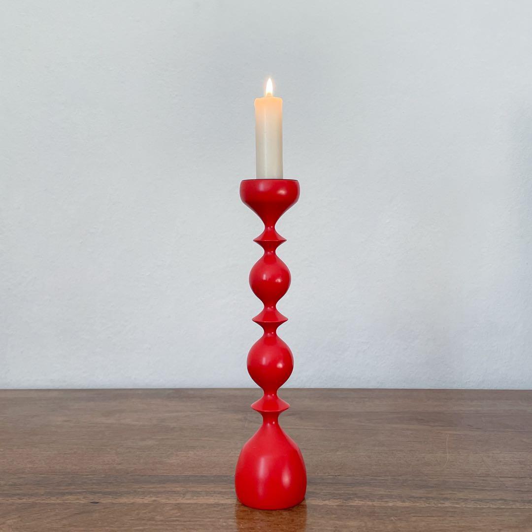 【ドイツ 赤いキャンドルスタンド】ミッドセンチュリー ヴィンテージ