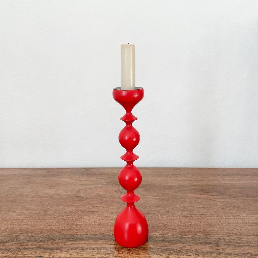 【ドイツ 赤いキャンドルスタンド】ミッドセンチュリー ヴィンテージ