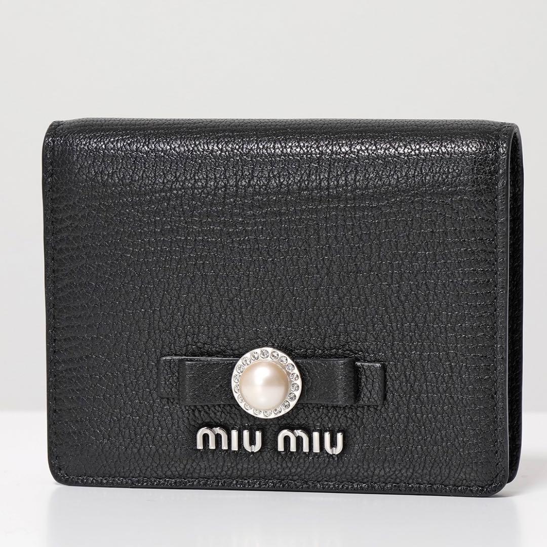 miumiu 二つ折り財布 マドラスパール ブラック