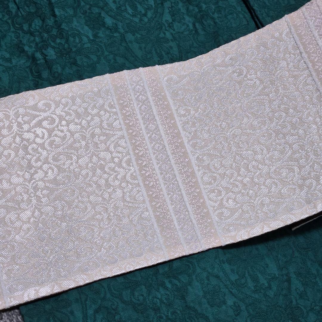 ペルシャ紋半幅帯 白×茶