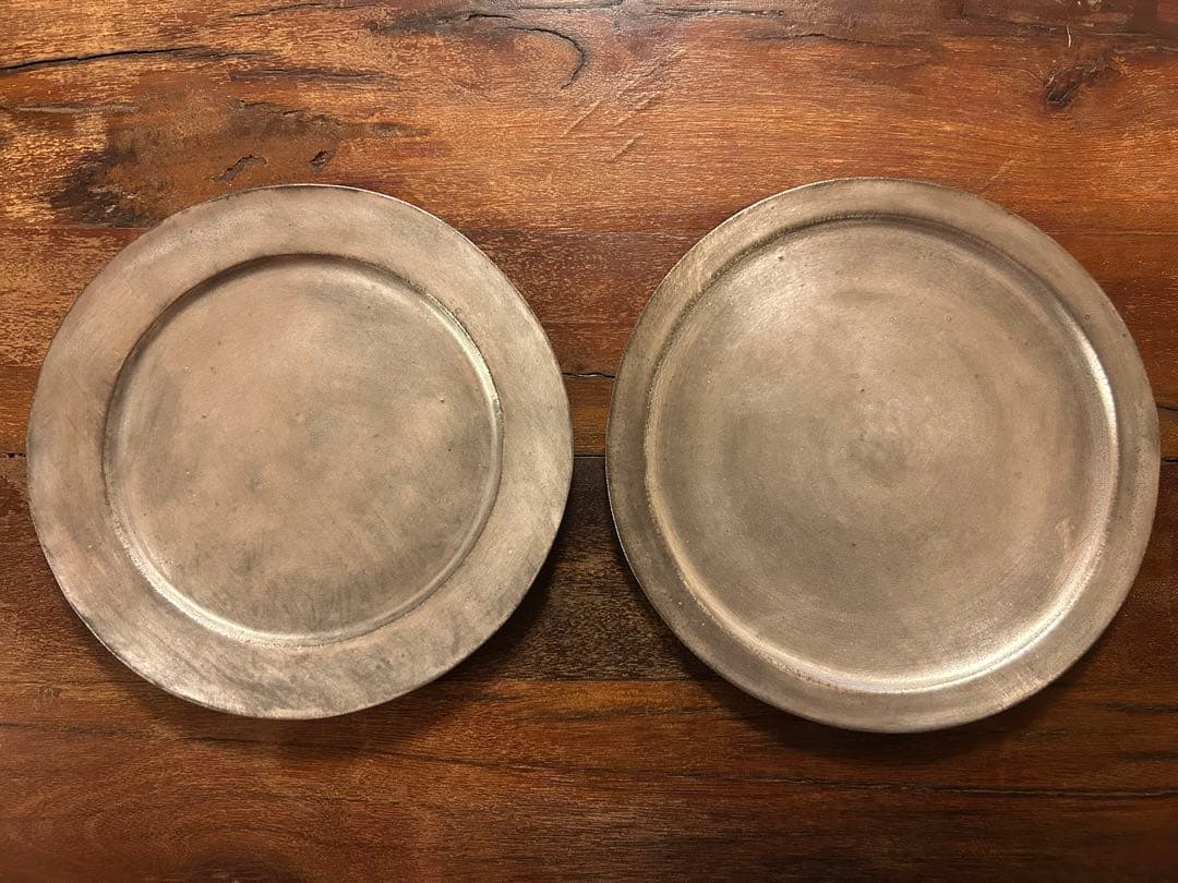 安藤雅信　銀彩プレート平皿2枚セット