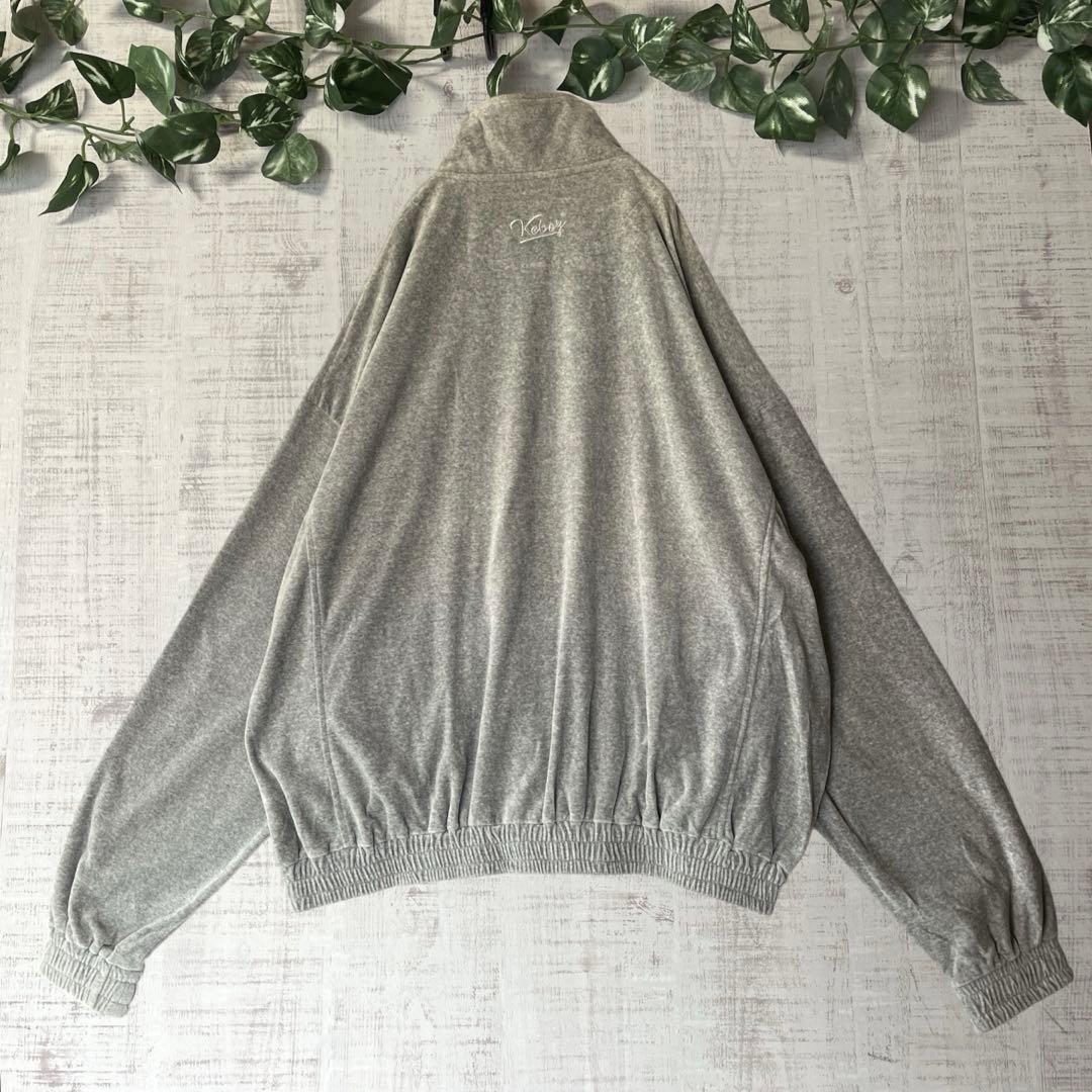 KEBOZ ケボズ ベロア トラックジャケット グレー 刺繍 オーバーサイズ Ｌ