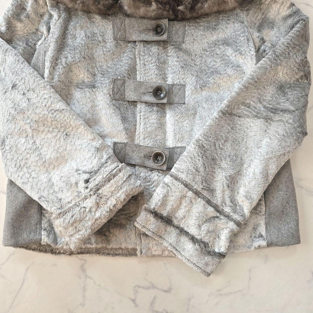 ARMANI JEANS リアルファー襟 ショートジャケット グレー系 42