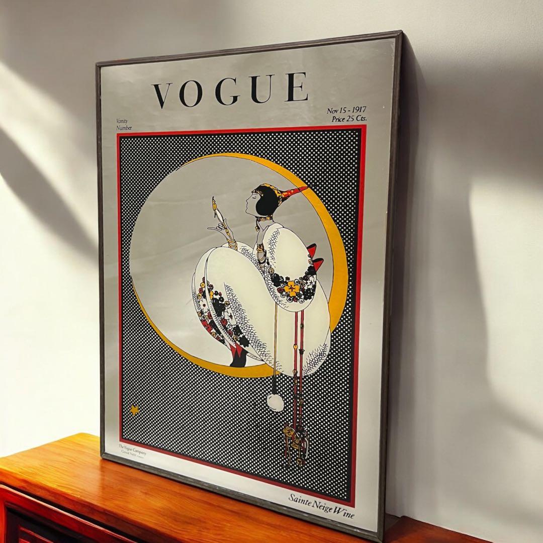 希少 ヴィンテージ VOGUE パブミラー 壁掛鏡 アンティーク ヴォーグ