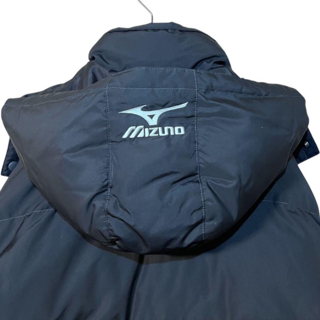 【美品】ミズノ　ロングダウンコート　ベンチコート　肉厚　フーディ　グレー　M