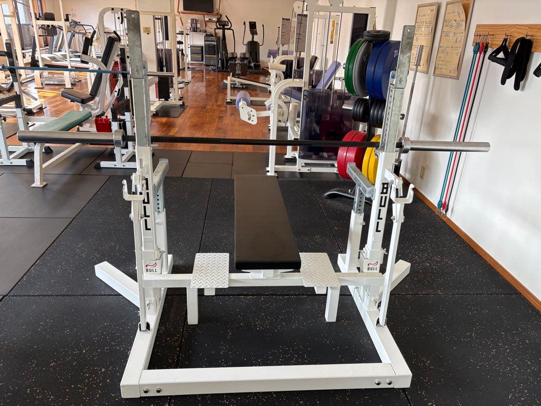BULL バーベルラック 調整可能 ベンチ付き