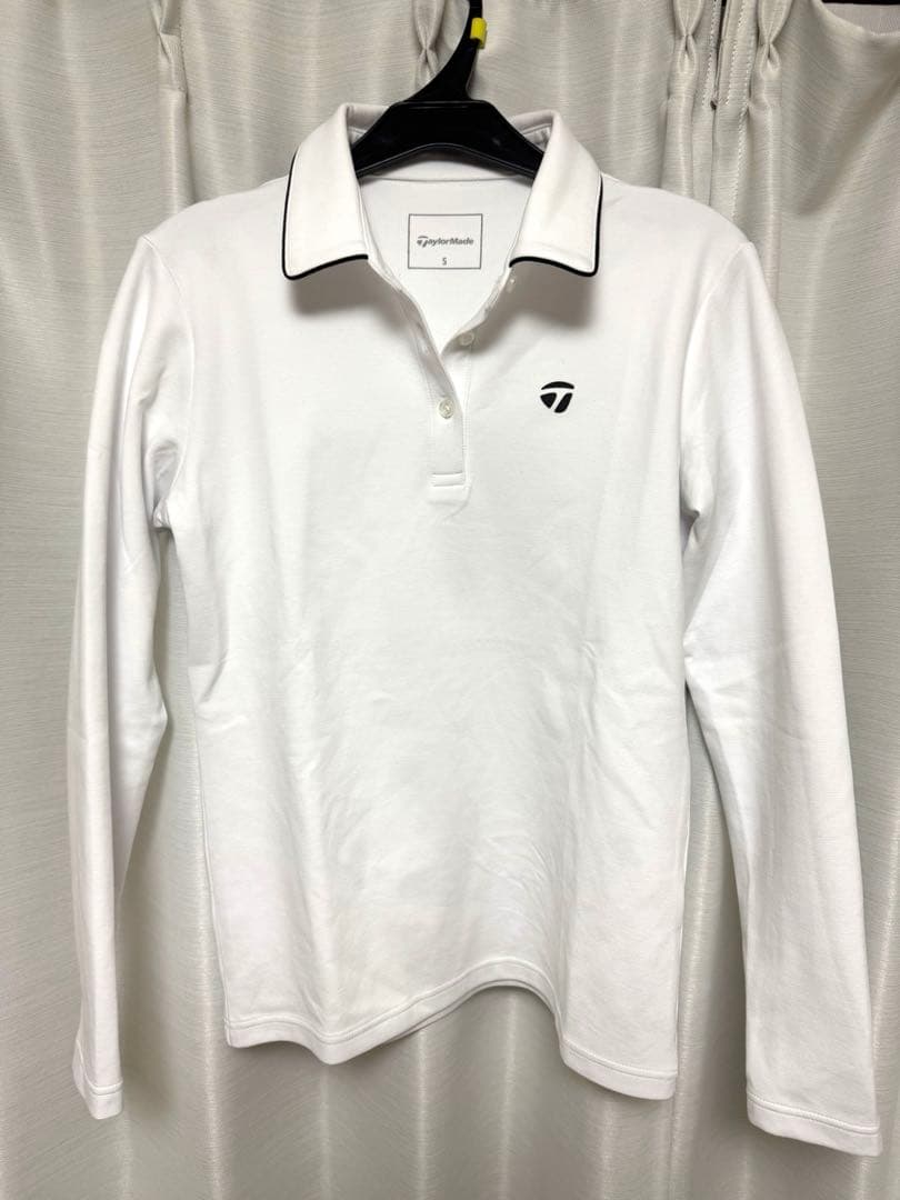美品テーラーメイド 長袖ポロシャツ S ホワイト