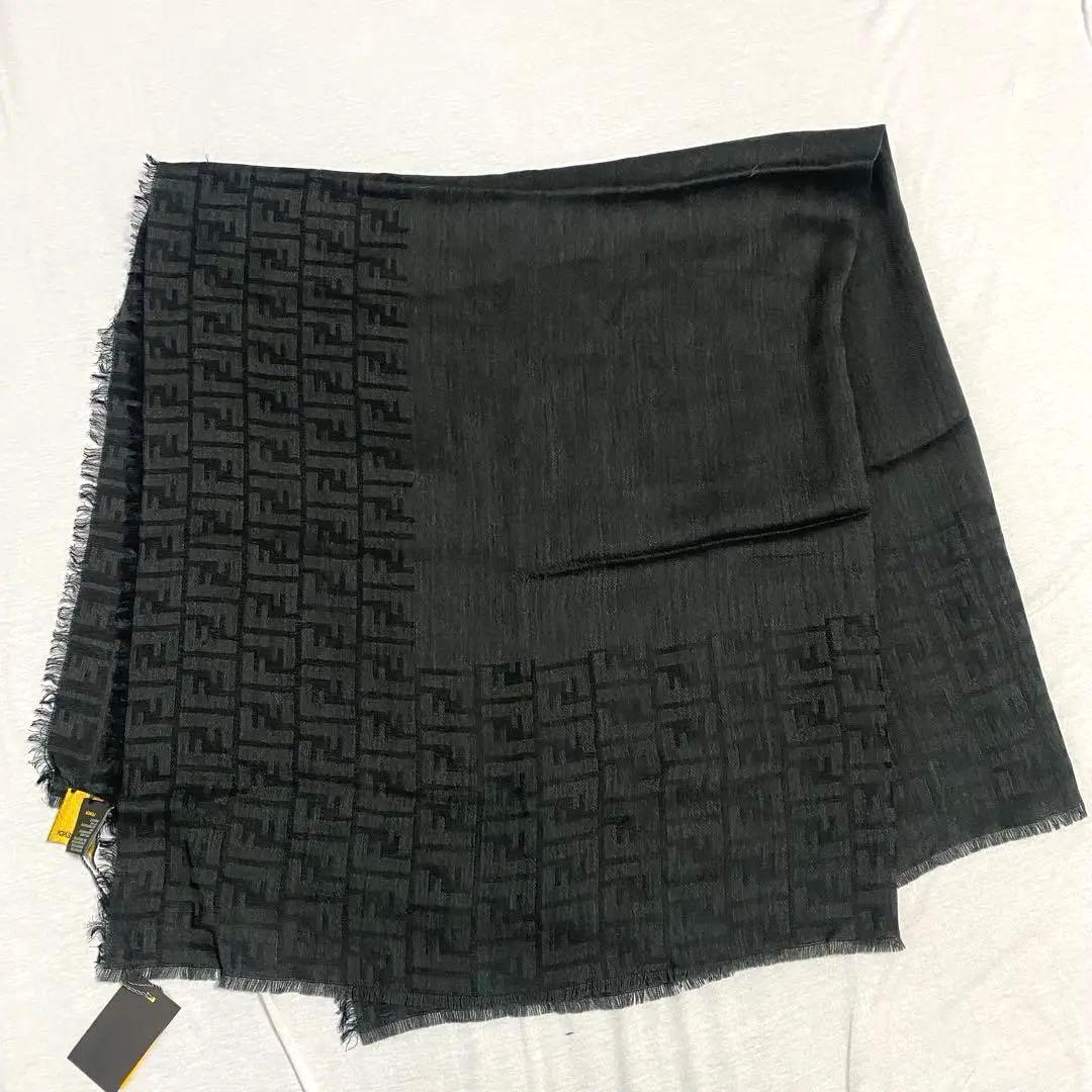 未使用タグ付き【フェンディ】ストール スカーフ ズッカ柄ロゴ ウール混イタリア製