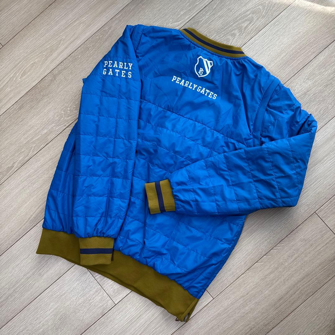 (美品) パーリーゲイツ 4wayリバーシブル 中綿ジャケット／袖取外可 秋冬物