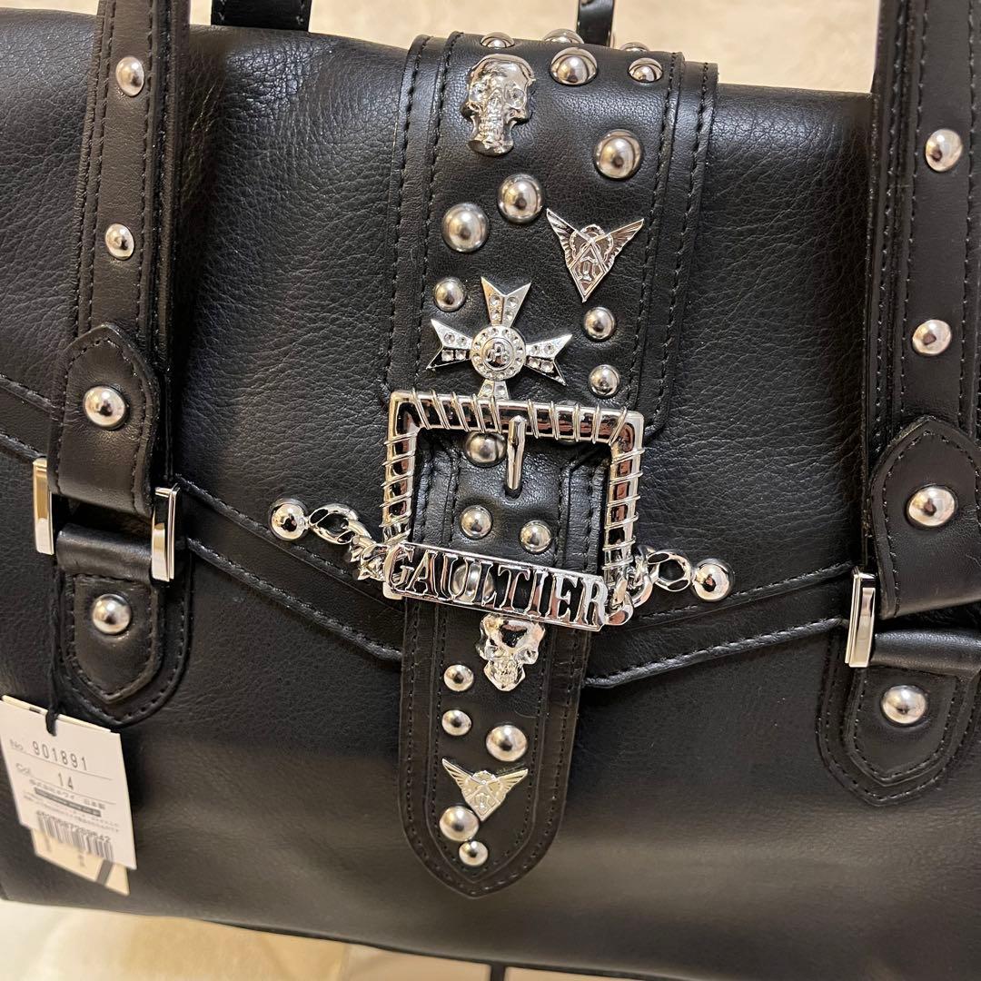 希少 Jean Paul GAULTIER スカルスタッズ レザー ハンドバッグ