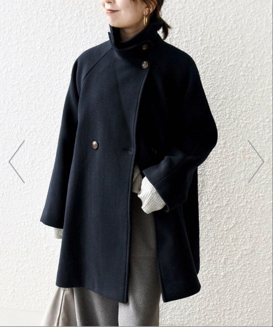 SHIPS any*PUREWOOL スタンド&テーラード ハーフコート