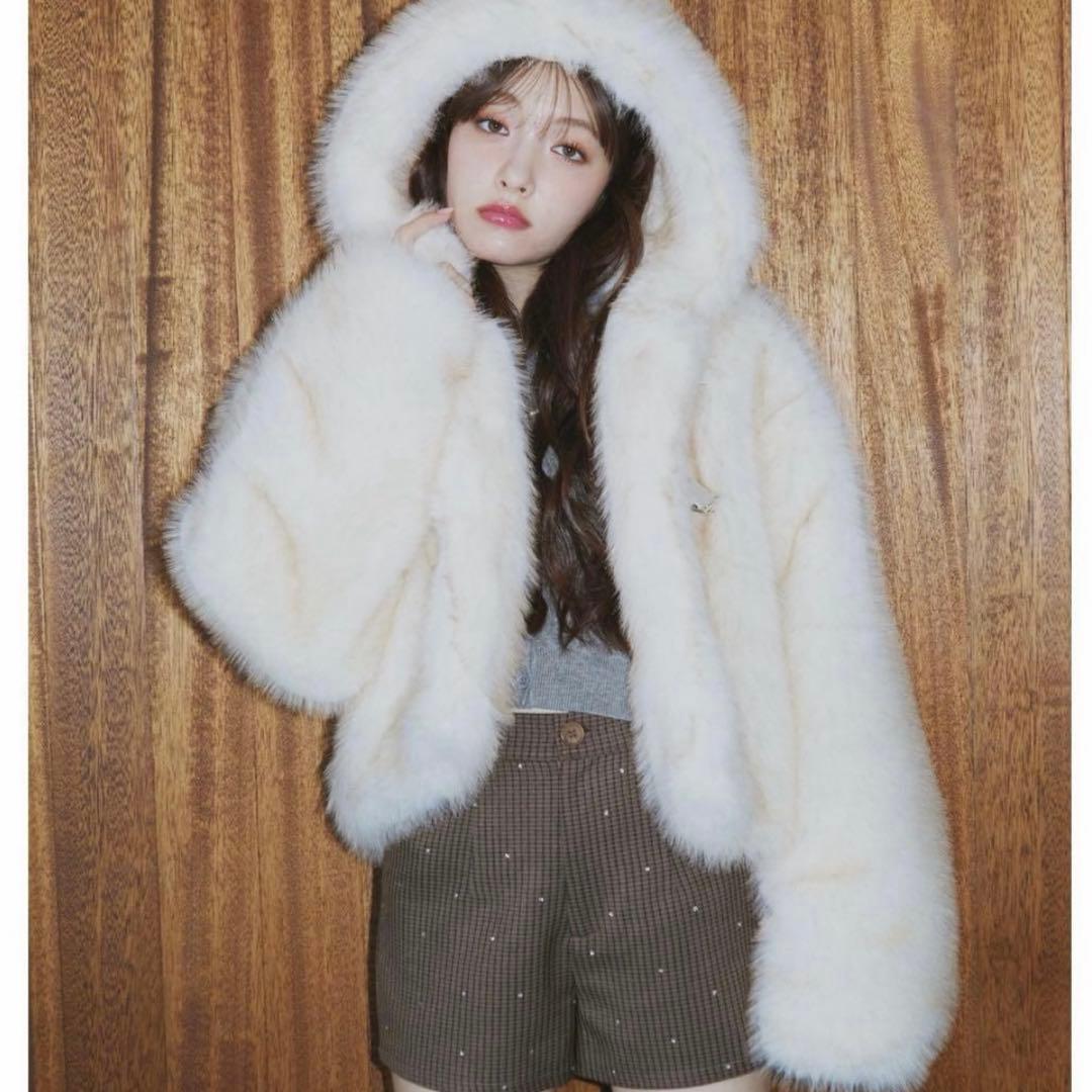 jouetie ベルトフードファージャケット/ファーコート　アウター