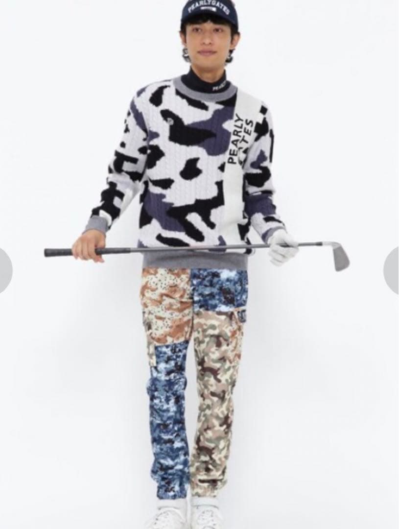 新品　パーリーゲイツ マルチ カモフラ プリント ダブルラッセル ジョガーパンツ