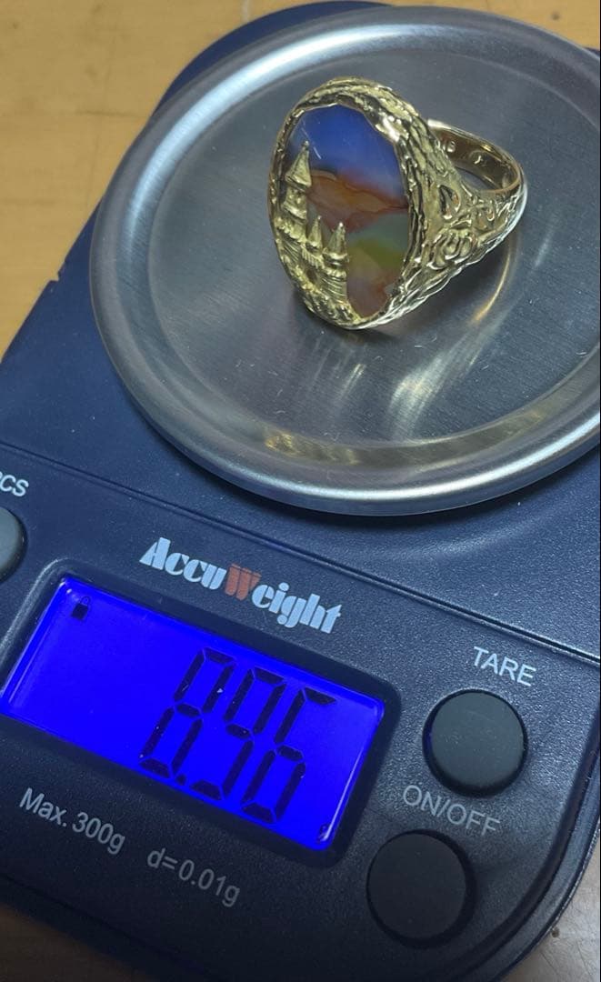 井口美一　ランドスケープアゲート　リング　ピクチャーアゲート　めのう瑪瑙　k18