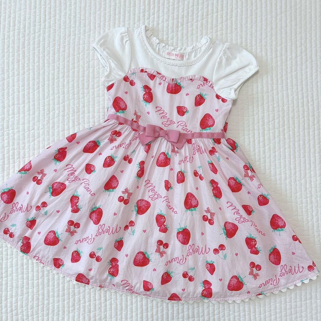 メゾピアノ いちご柄 ワンピース マリンくま 2点