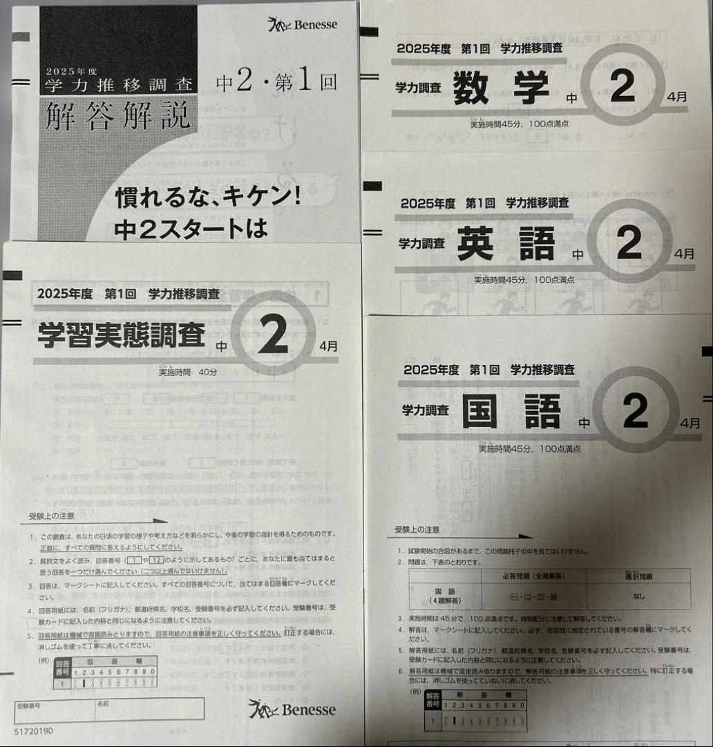 2025年度 中2 学力推移調査　最新版4月