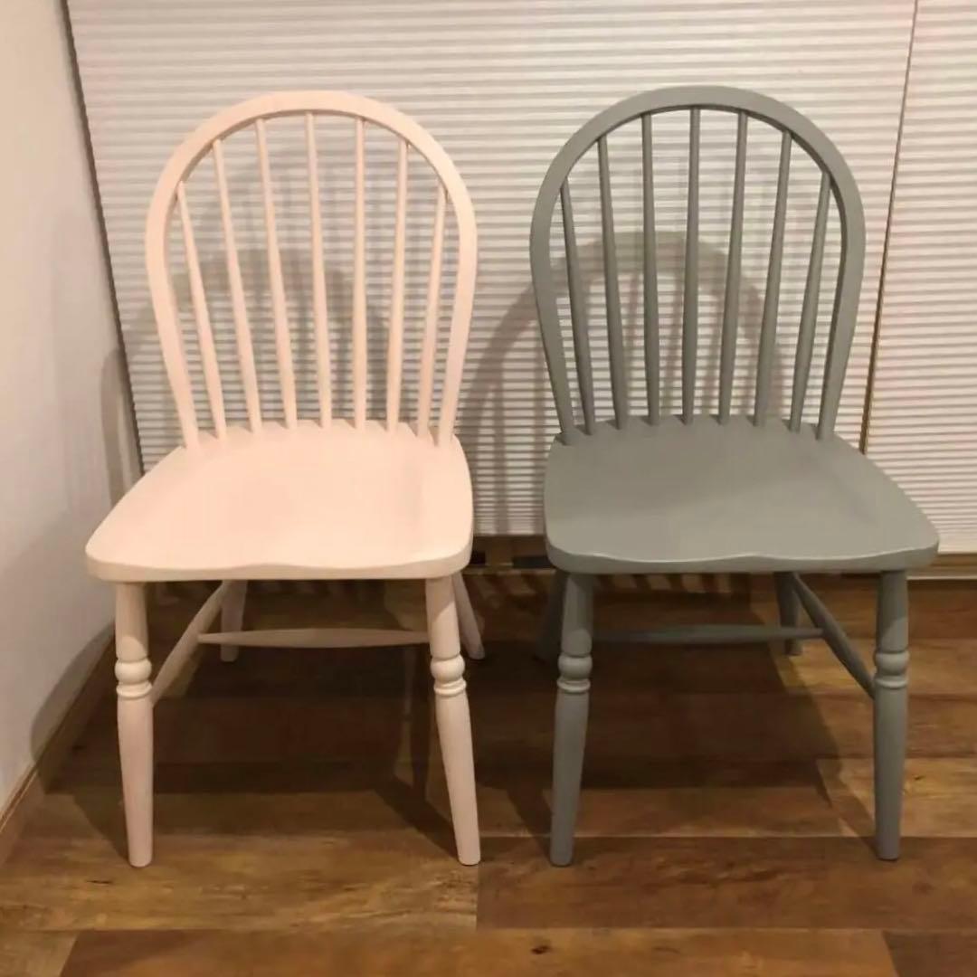 Francfranc アルパチェアセット木製ダイニングチェア グレー&ピンク2脚